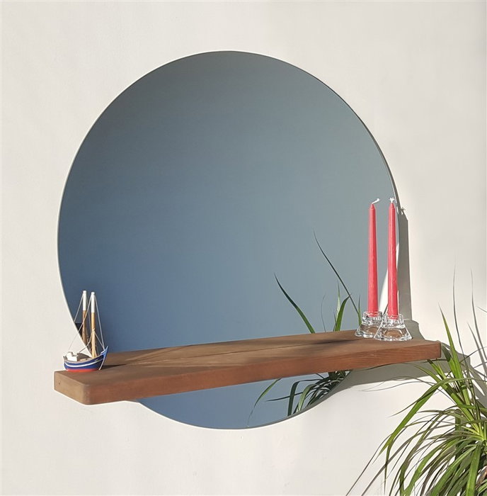 Hanah Home Conjunto de Espejo y Estante SUNSET Nogal